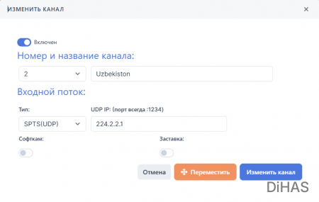 Редактирование канала